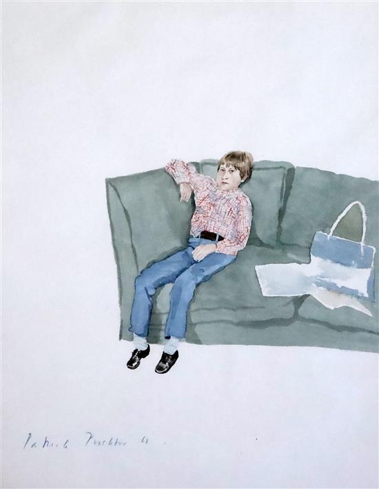 § Patrick Procktor (1936-2003) Teenager seated on a sofa 18 x 13.75in.